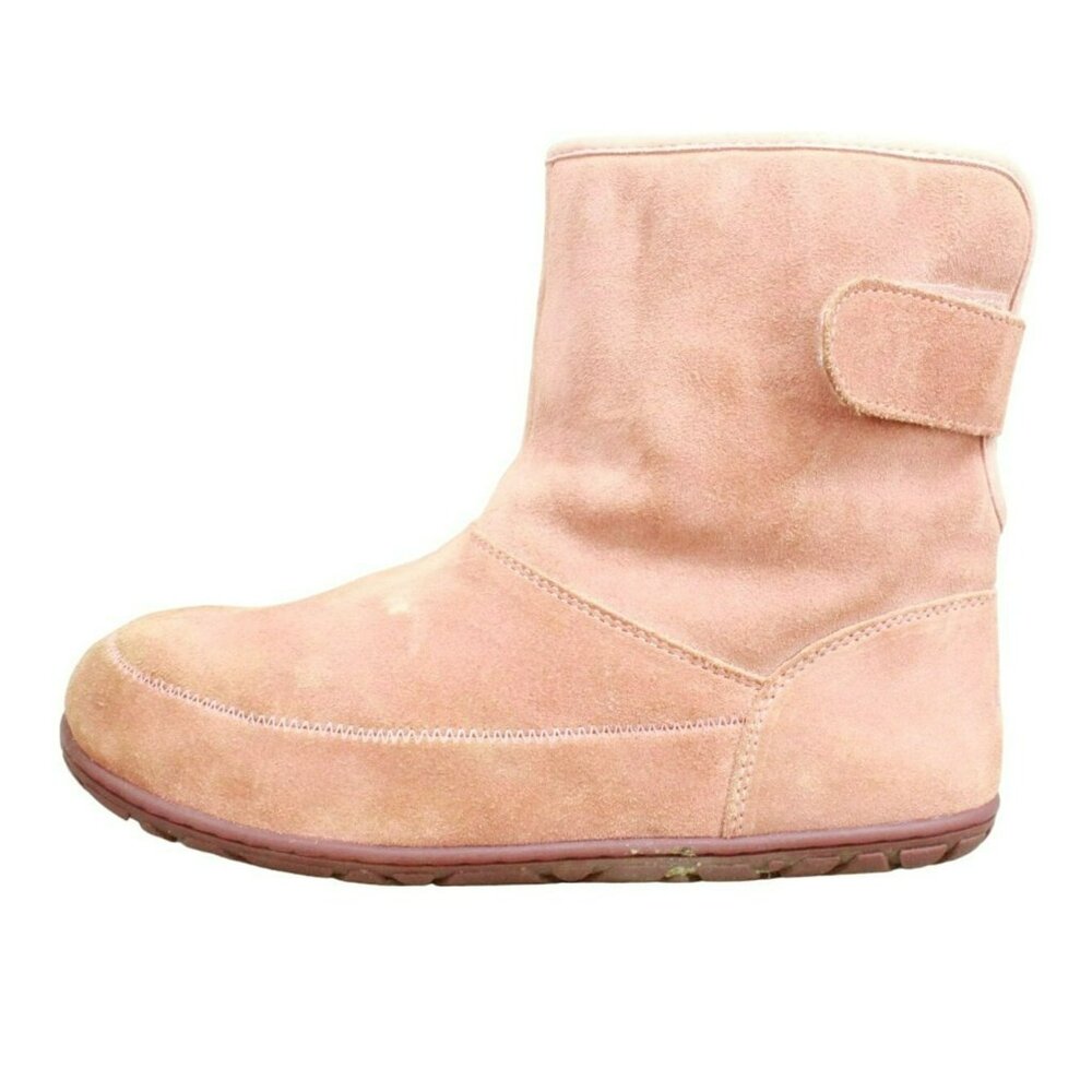 LL Bean Orange Suede Hook & Loop Wicked Good Water Resistant Cozy Boots Size 6